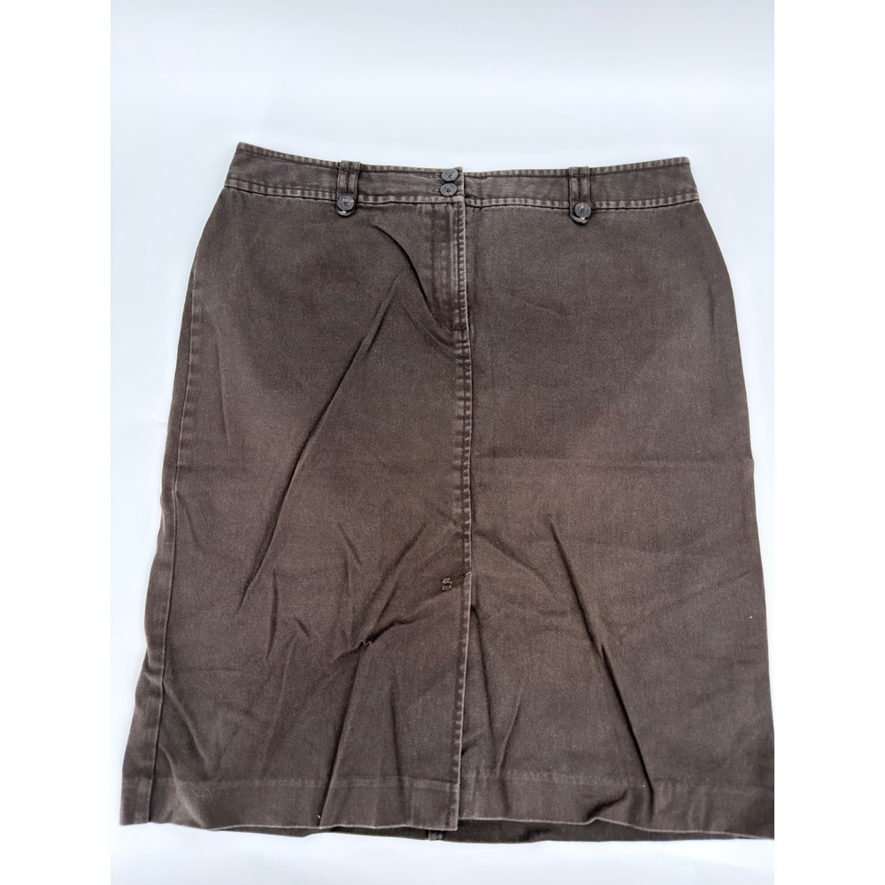 Ann Taylor Skirt Straight Y2K Women Size 14 Brown Cotton Blend Casual Workwear